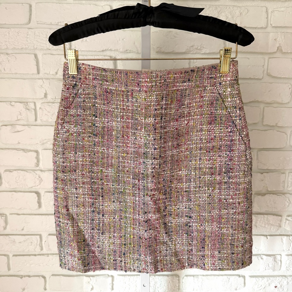 J.Crew Multicolor Tweed Mini Skirt Size 0 | Silk Blend